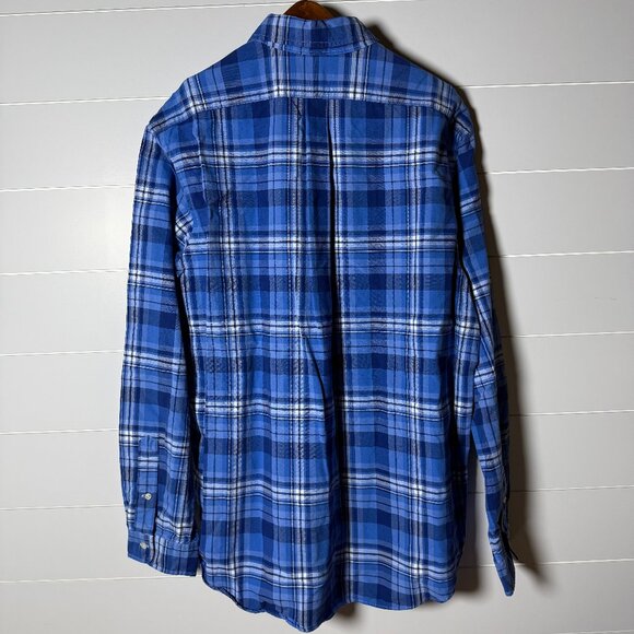Ralph Lauren Blue Plaid Long Sleeve Button Down Flesh Colored Pony Size XXL - Picture 3 of 7